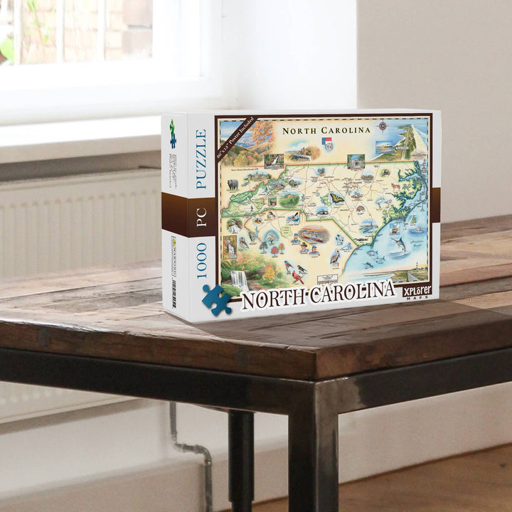 North Carolina State Map Jigsaw Puzzle - 1000-Pieces