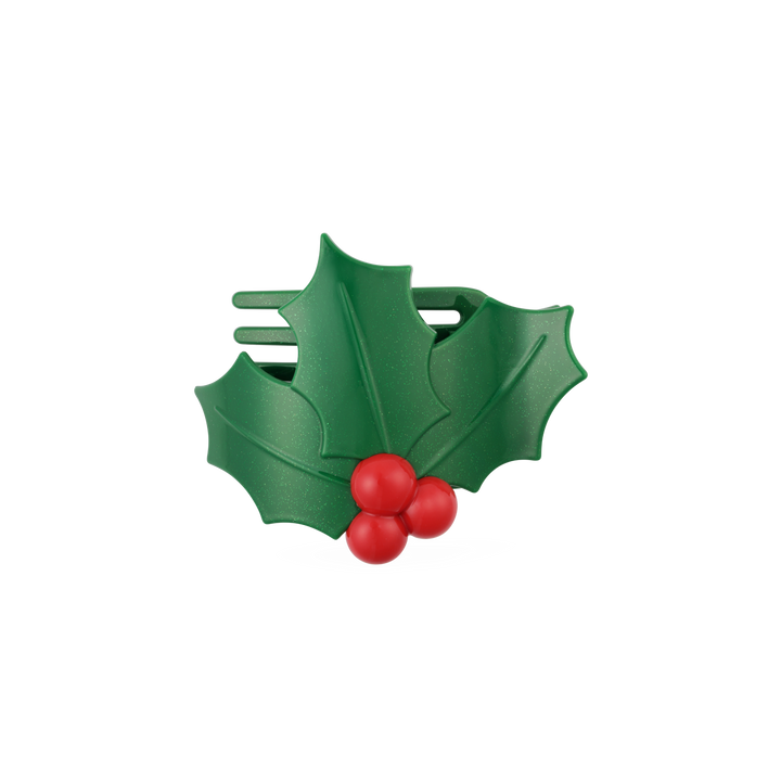 Glitter Holly Leaves | Flat Hair Clip