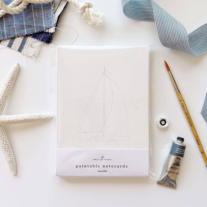 Seaside paintable watercolor notecard set