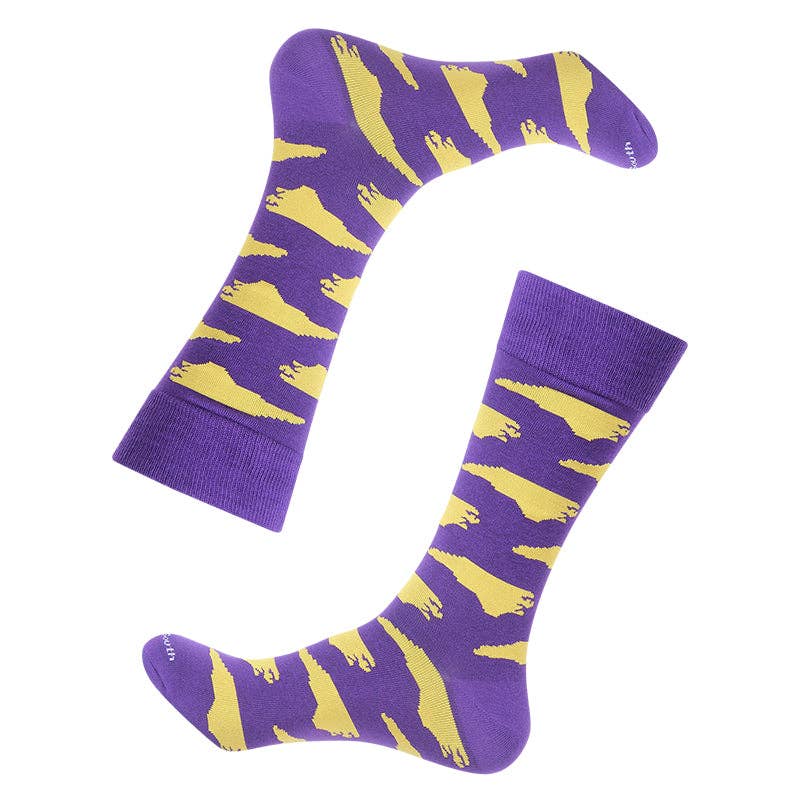 Purple/Gold North Carolina Shape Socks