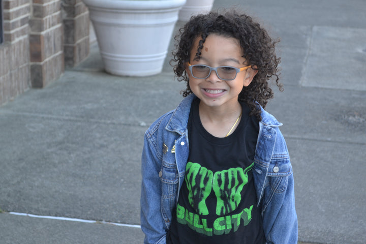 Green Smash Hands Youth T-Shirt #86 (Solid Black) Sale