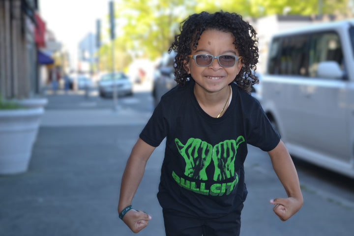 Green Smash Hands Youth T-Shirt #86 (Solid Black) Sale