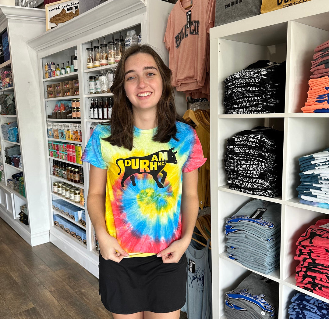 Bull with Durham, NC. T-Shirt #5 (Tie-Dye)