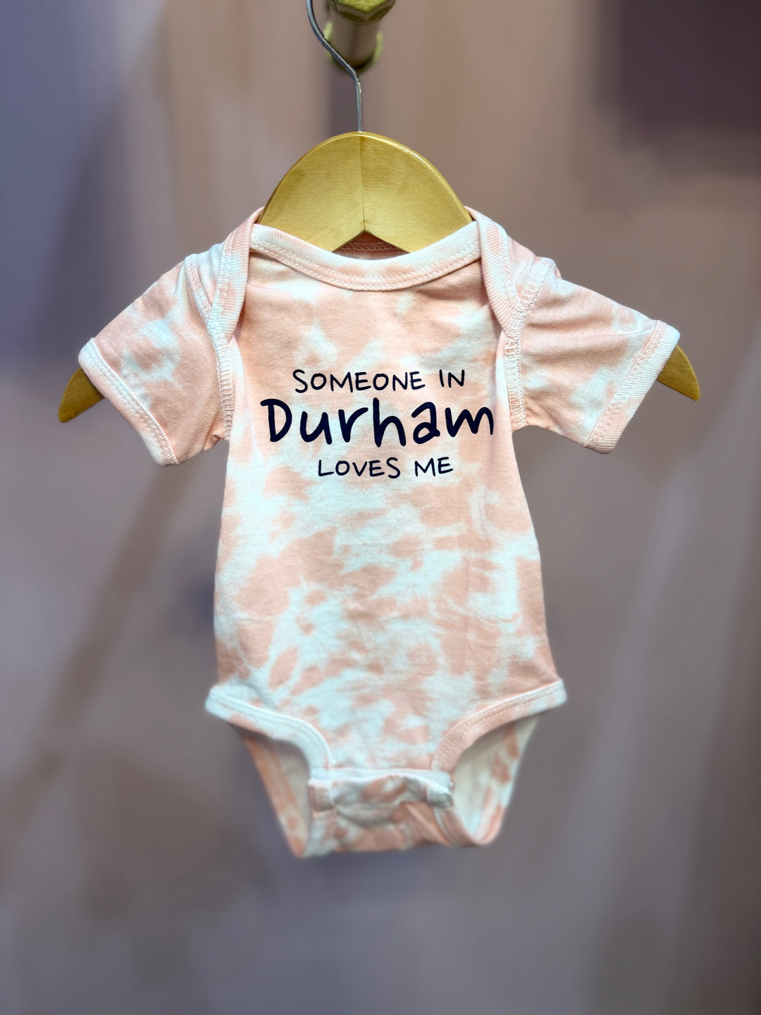 Someone in Durham Loves Me Onesie #91 (Rose Tie Dye)