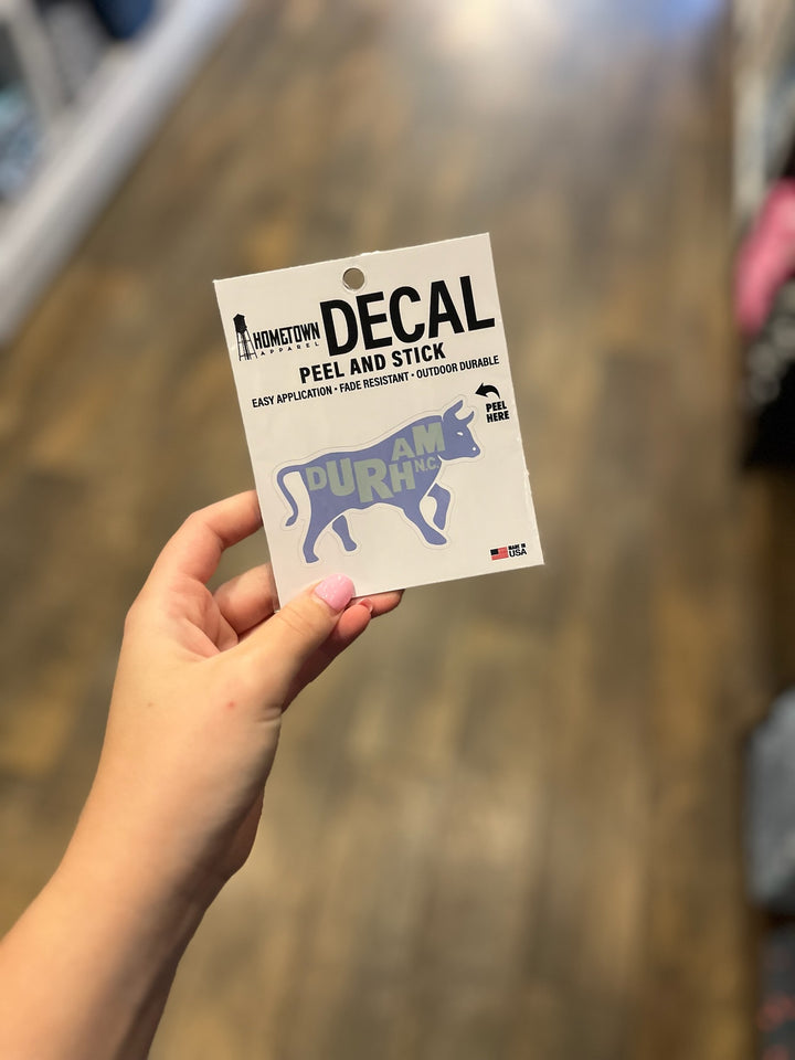 Durham NC Bull Vinyl Decal #5 in Light Blue
