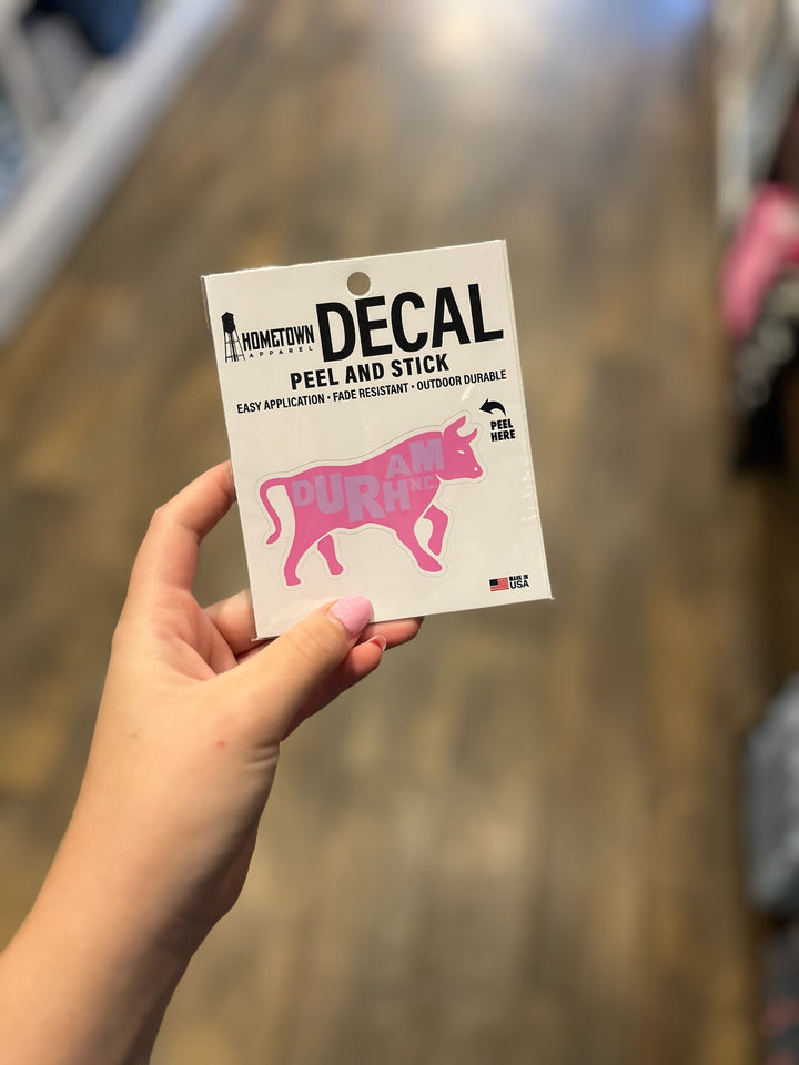 Durham NC Bull Vinyl Decal #5 in Pink