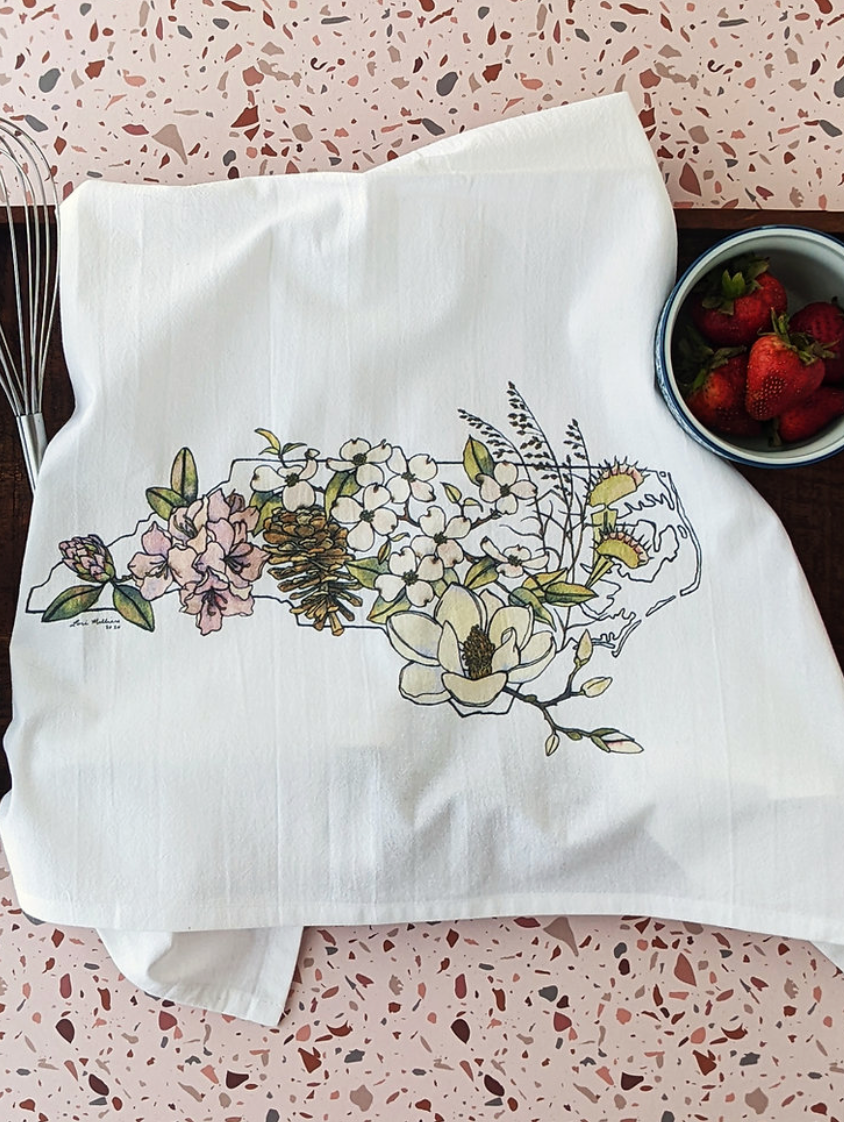 NC Flowers Tea Towel