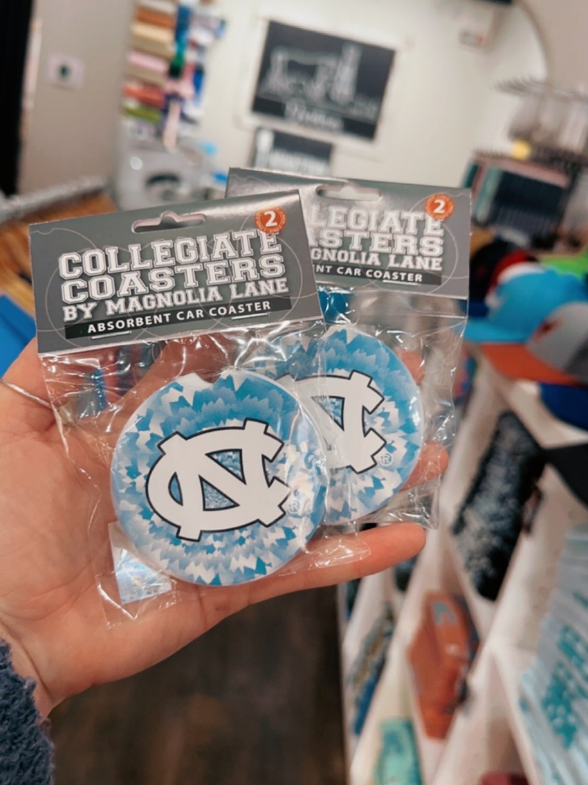 UNC University Tie-Dye Car Coasters