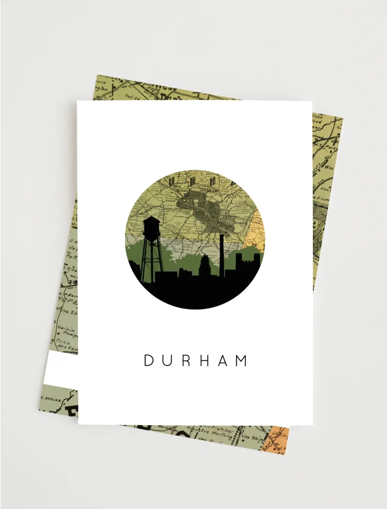 Durham NC Map Greeting Card