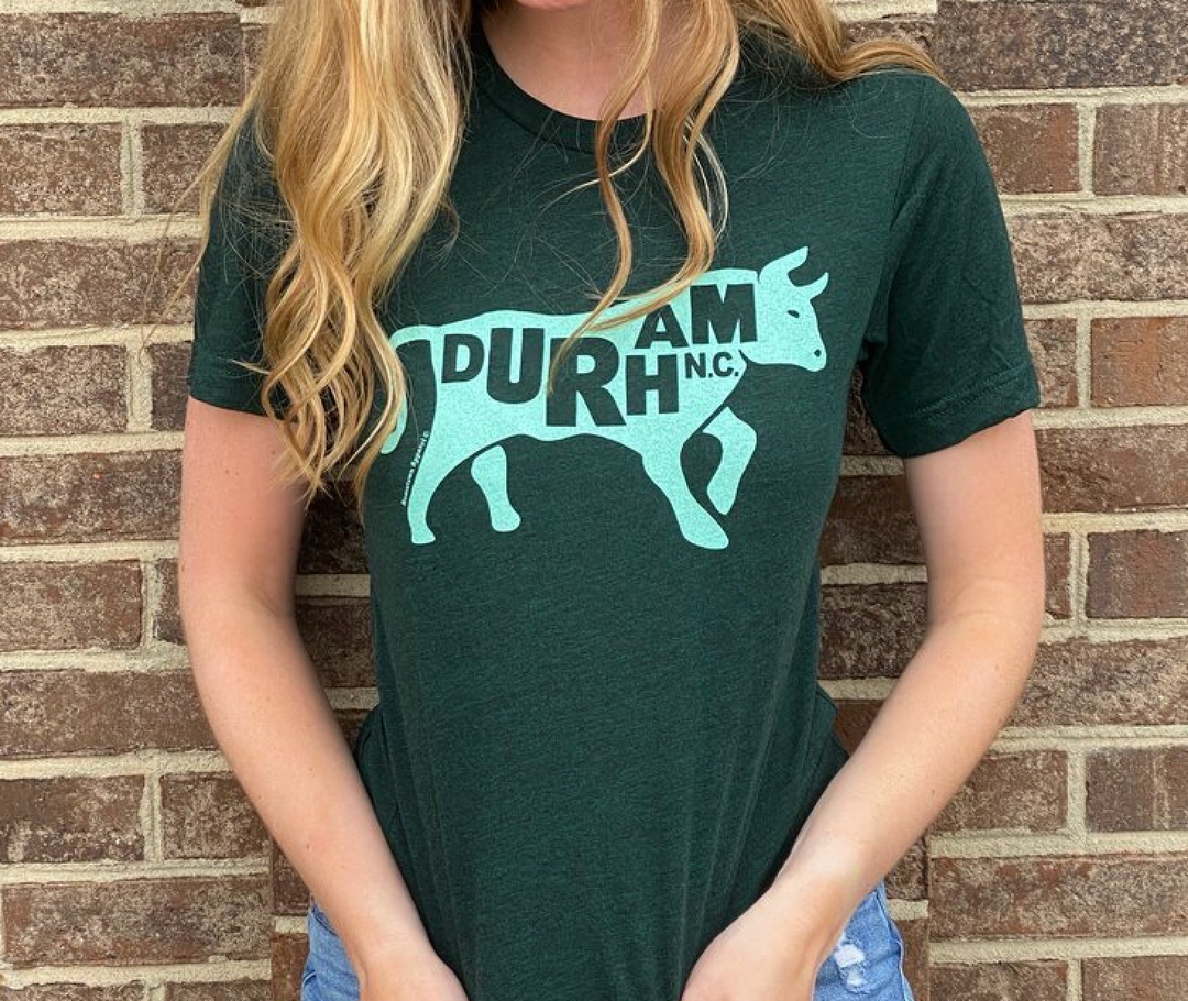 Bull with Durham, NC. T-Shirt #5 (emerald)