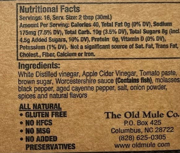 7 - Vinegar Jar Old Mule BBQ Sauce