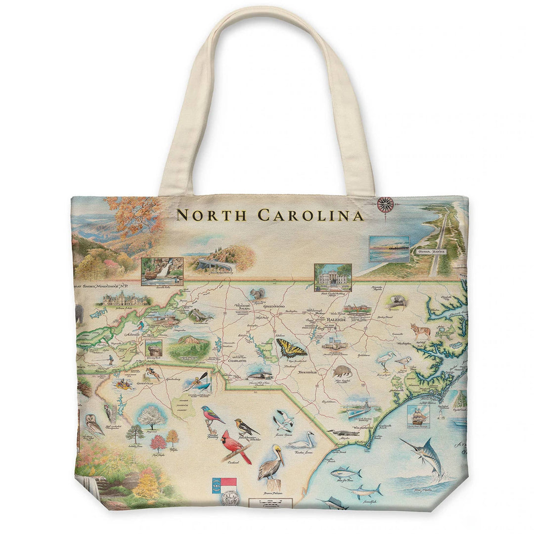 North Carolina State Map Canvas Tote Bag