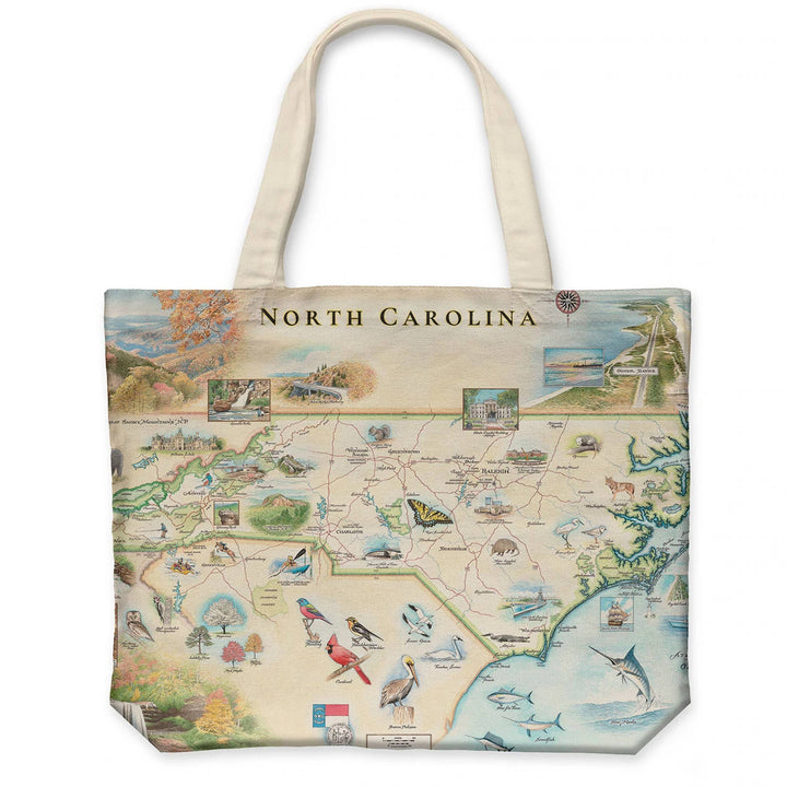 North Carolina State Map Canvas Tote Bag