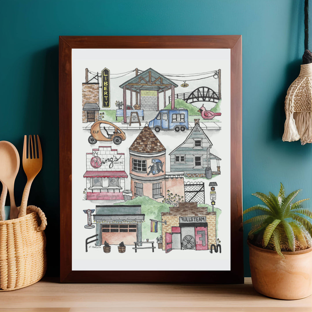 Durham Central Park, North Carolina watercolor art print: 8x10