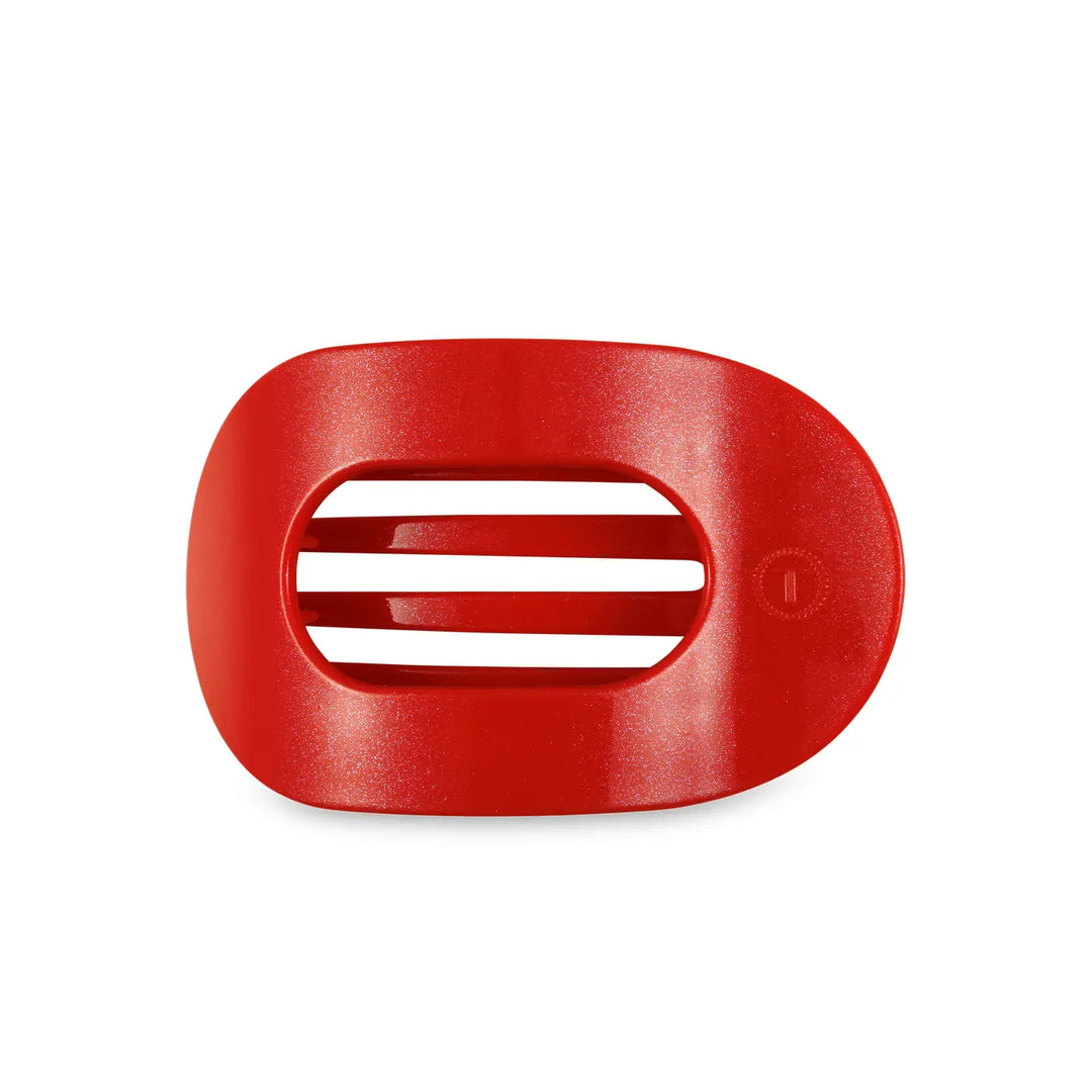 Round Flat Hair Clip Medium Rudolph Red