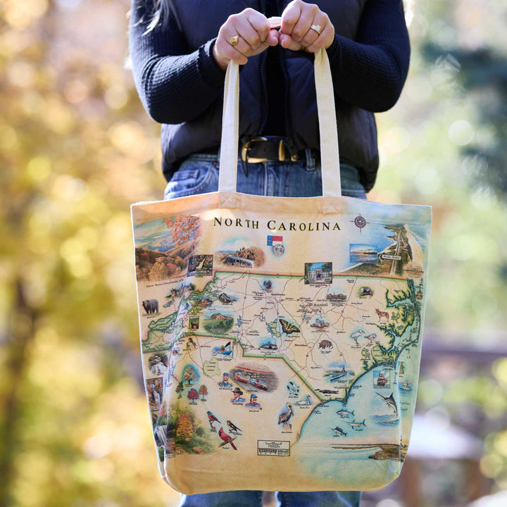 North Carolina State Map Canvas Tote Bag