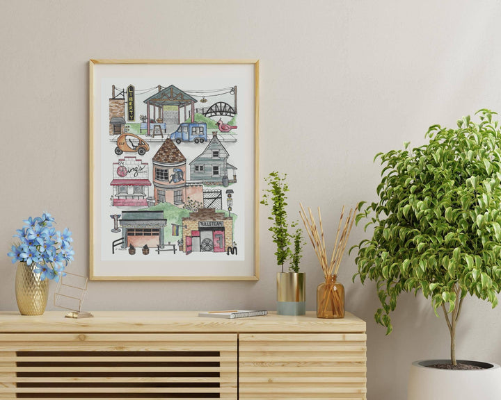 Durham Central Park, North Carolina watercolor art print: 8x10