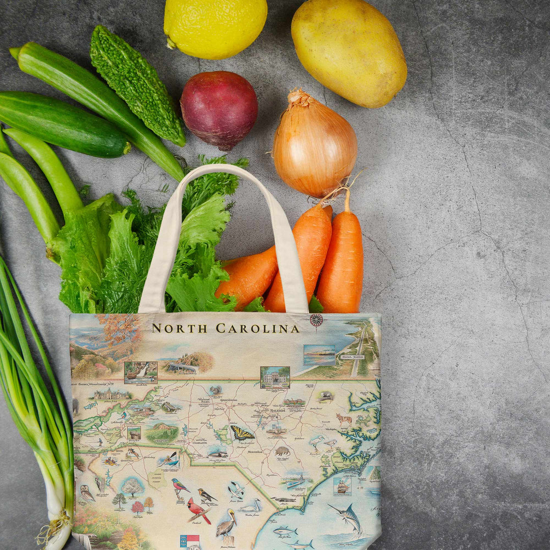 North Carolina State Map Canvas Tote Bag