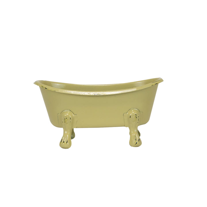 Yellow Distressed Enamel Bathtub Soap Dish