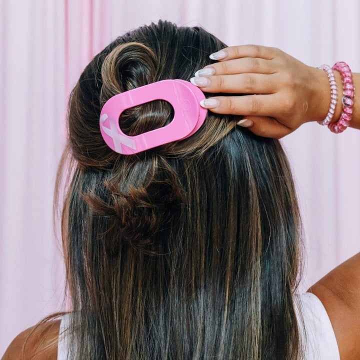 Breast Cancer Awareness | Medium | Flat Round Hair Clip