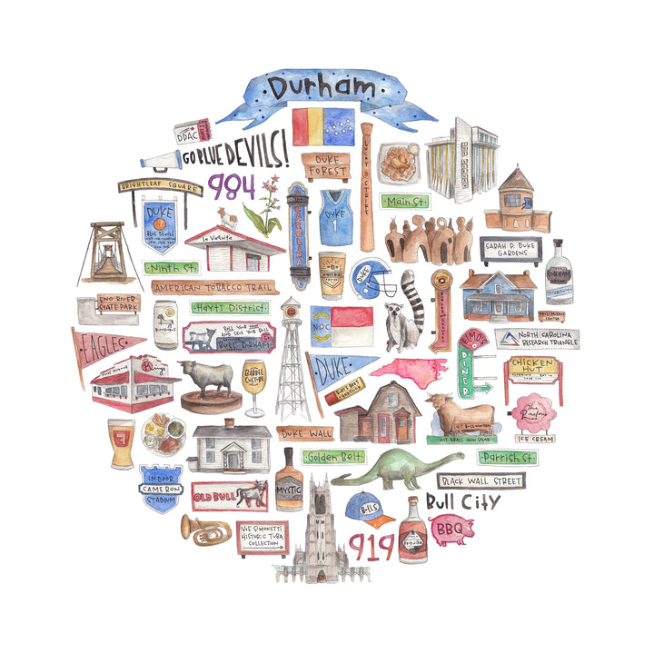 Durham NC Icon Watercolor Print