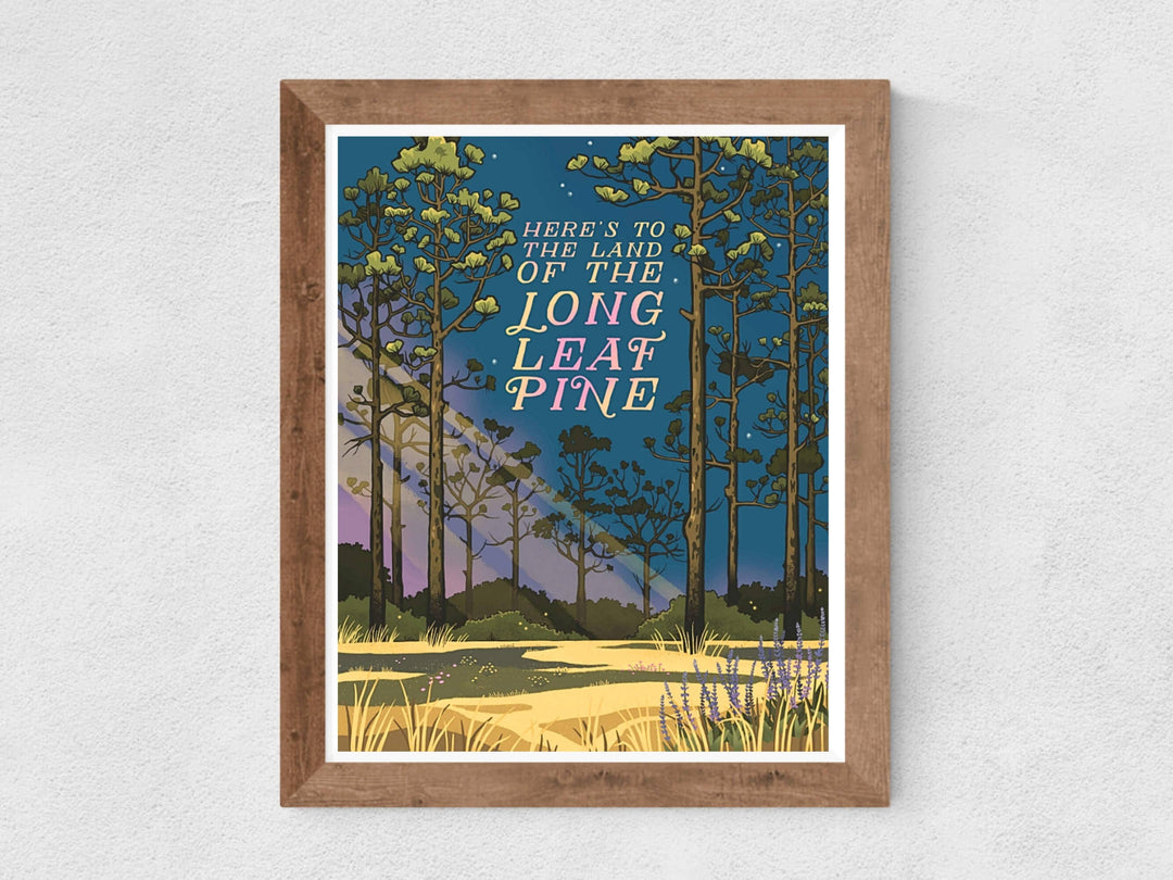 Longleaf Pine North Carolina Travel Art Print: 11x14