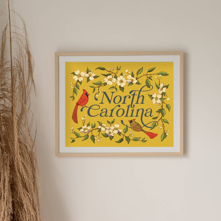 North Carolina Cardinals & Dogwood Art Print: 8x10