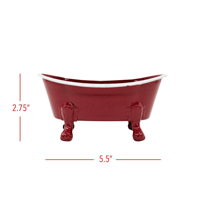 Red Enamel Bathtub Metal Soap Dish
