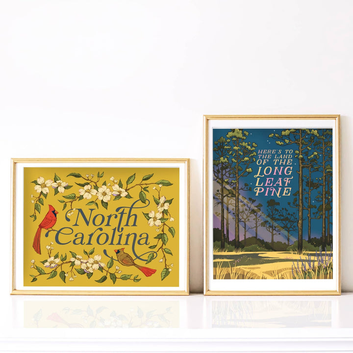 North Carolina Cardinals & Dogwood Art Print: 11x14